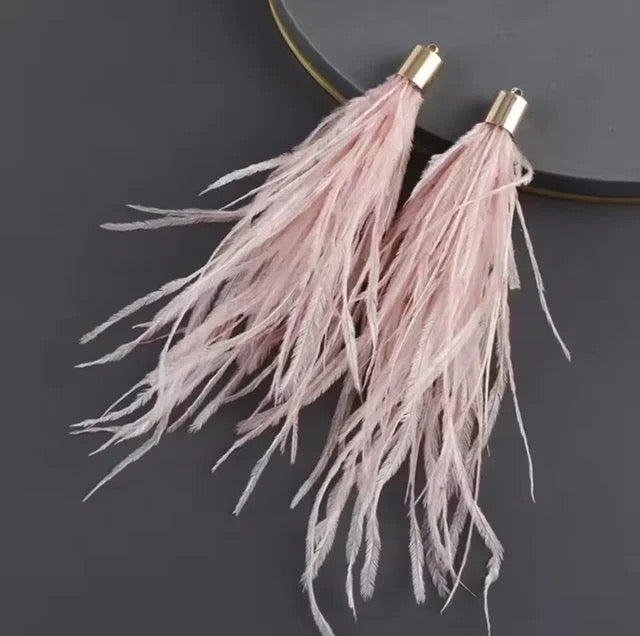 Long Thick Feathers - Wide Top Gold Base Connectors