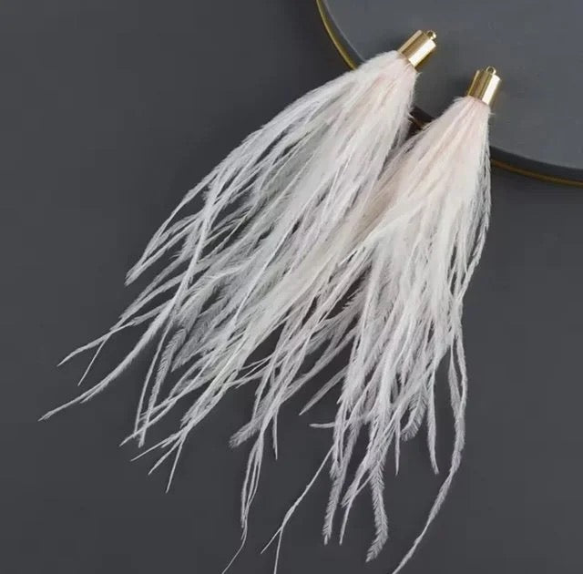 Long Thick Feathers - Wide Top Gold Base Connectors