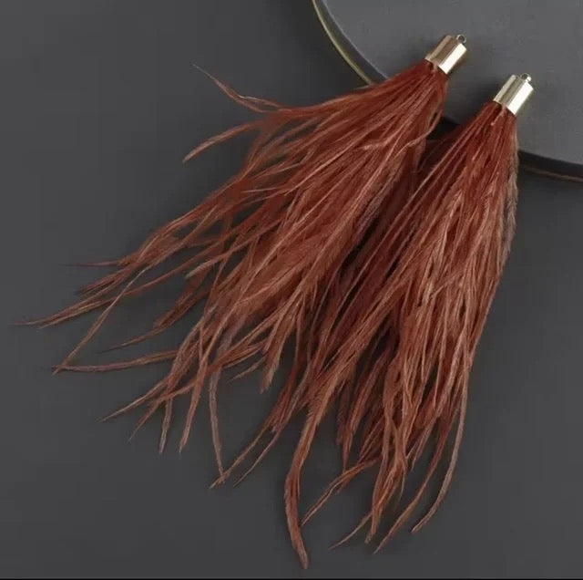 Long Thick Feathers - Wide Top Gold Base Connectors