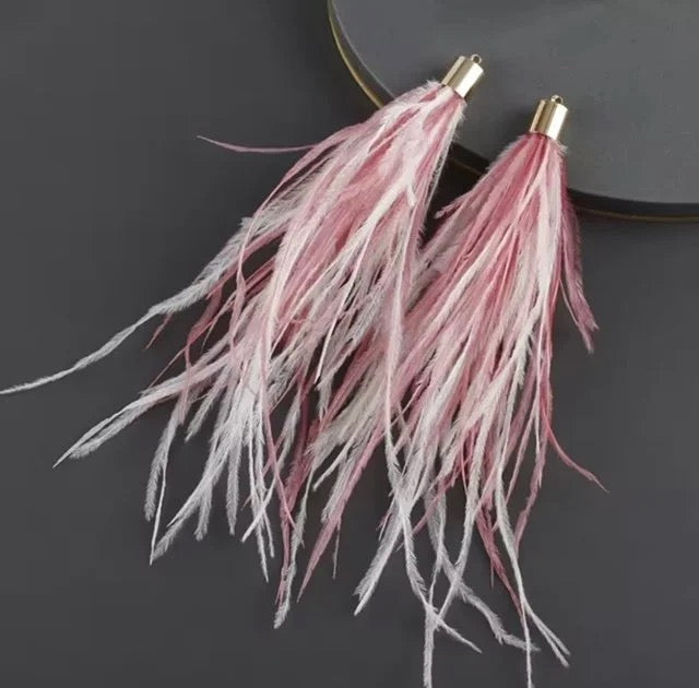 Long Thick Feathers - Wide Top Gold Base Connectors