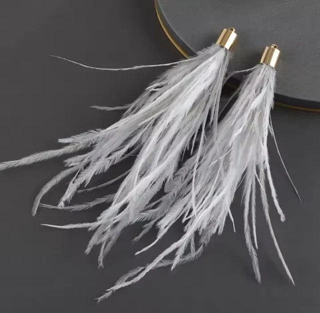 Long Thick Feathers - Wide Top Gold Base Connectors
