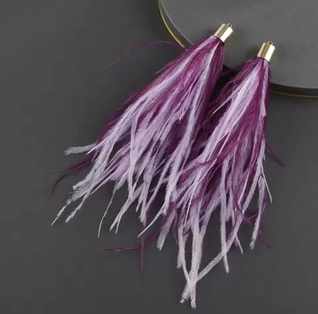 Long Thick Feathers - Wide Top Gold Base Connectors