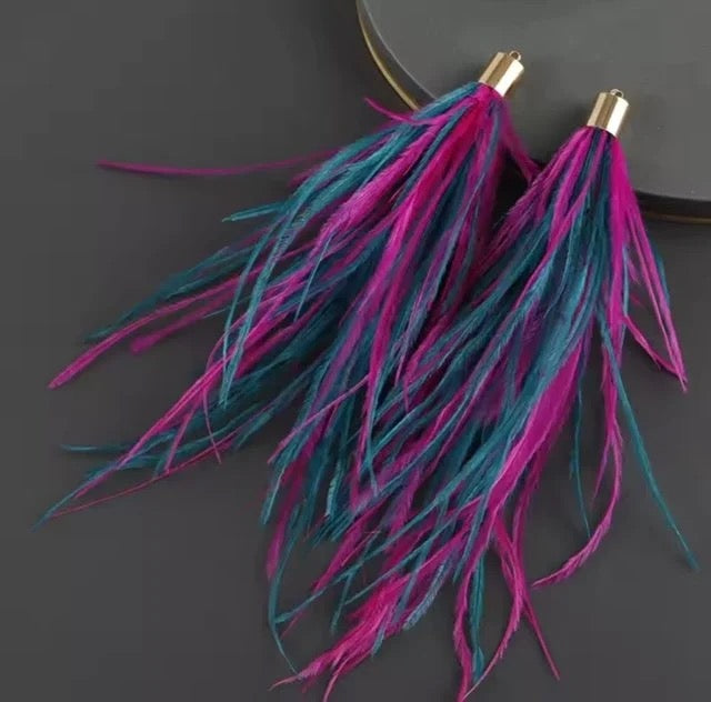 Long Thick Feathers - Wide Top Gold Base Connectors