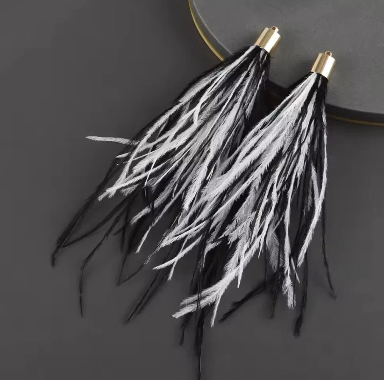 Long Thick Feathers - Wide Top Gold Base Connectors