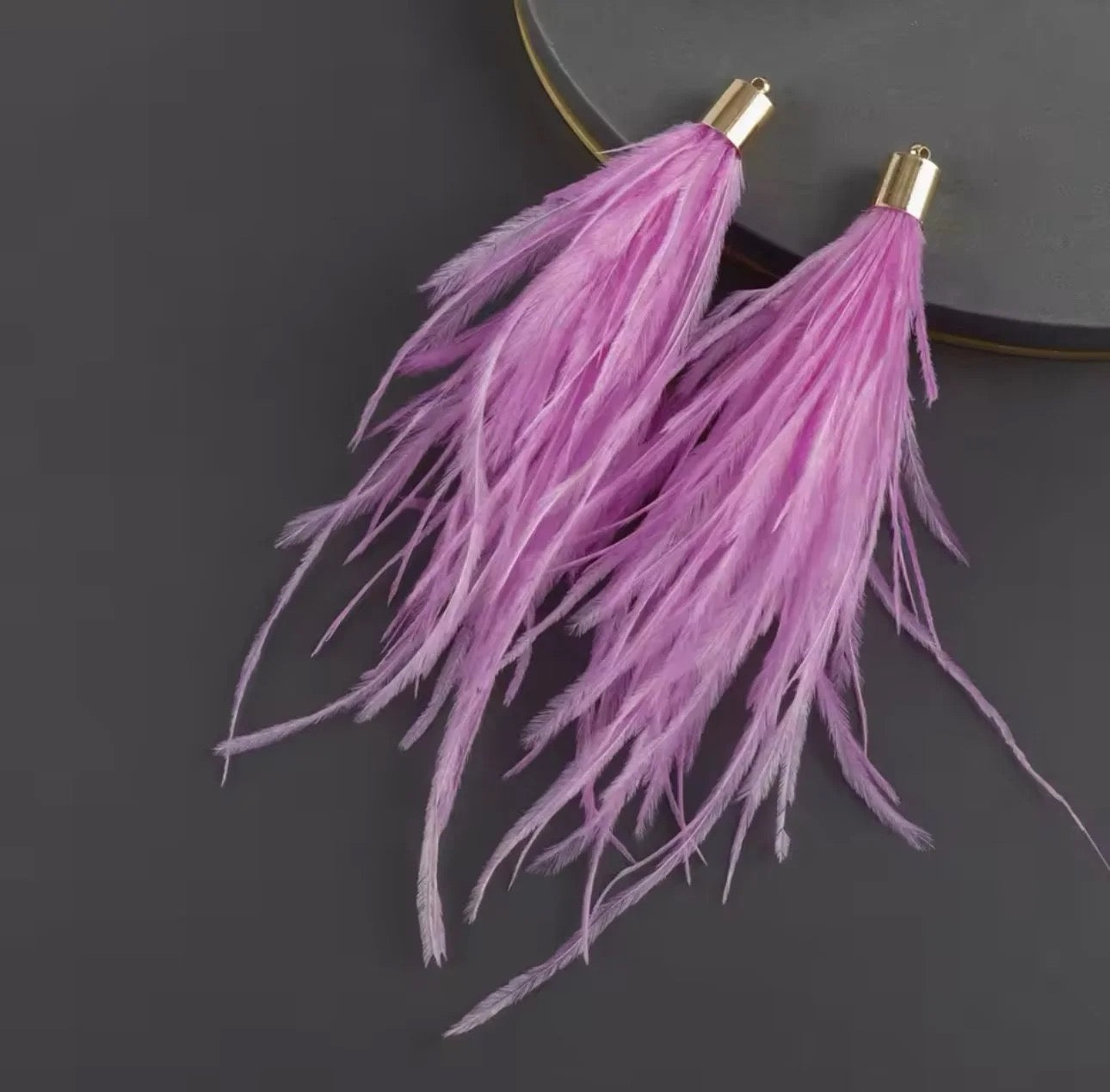 Long Thick Feathers - Wide Top Gold Base Connectors