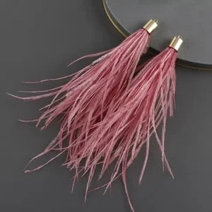 Long Thick Feathers - Wide Top Gold Base Connectors