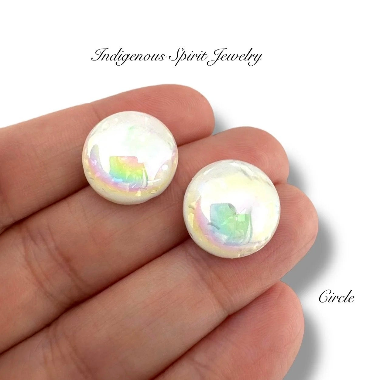 Iridescent Confetti Cabochons - White Collection
