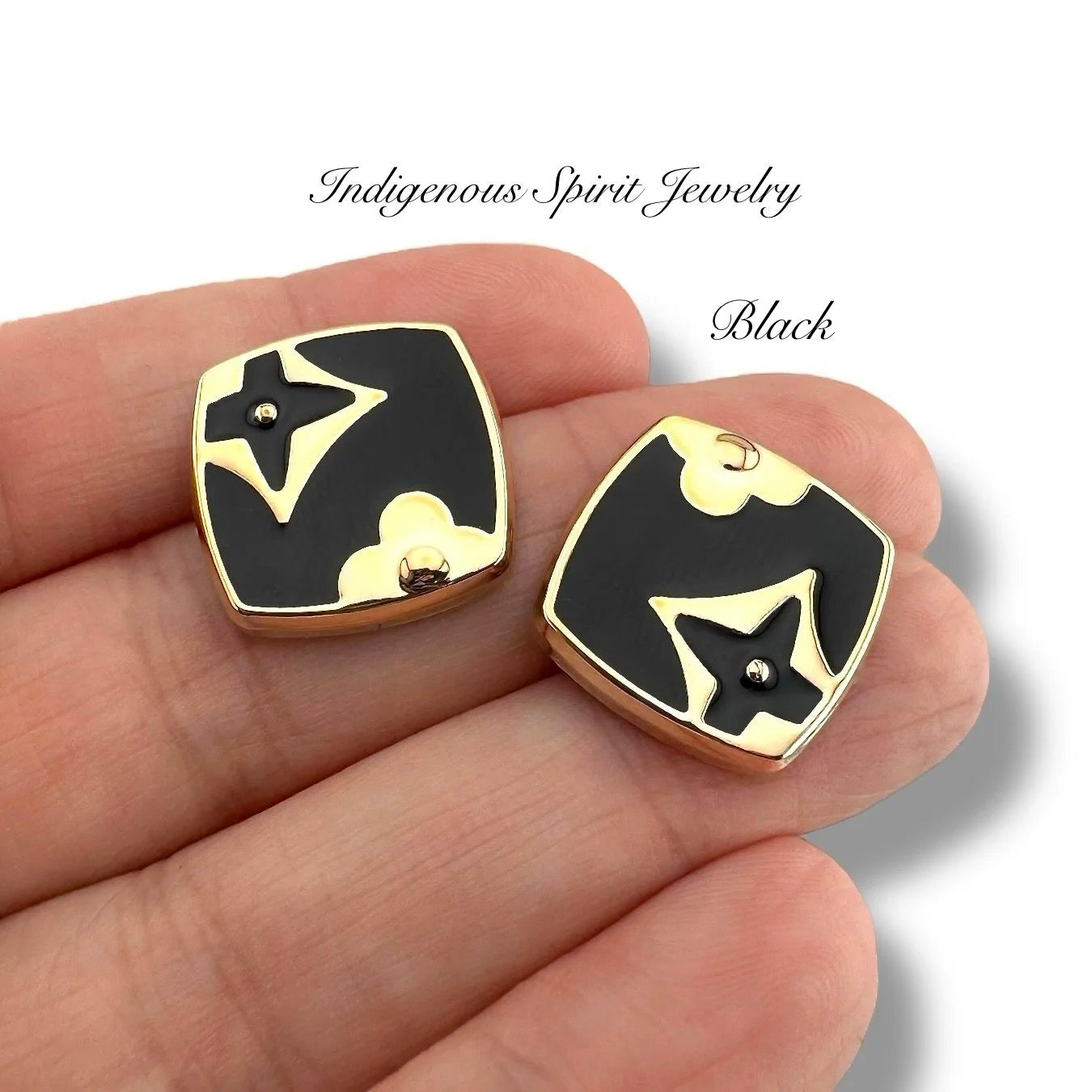 Square Shaped Cabochons with Gold Embossed Designs