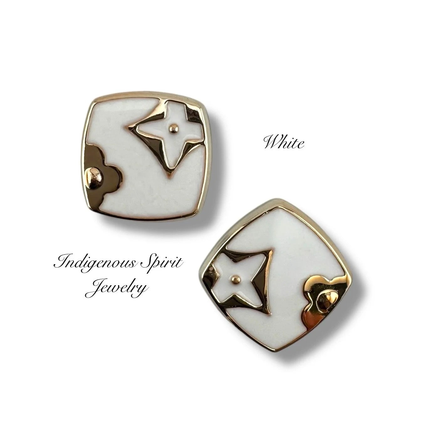 Square Shaped Cabochons with Gold Embossed Designs