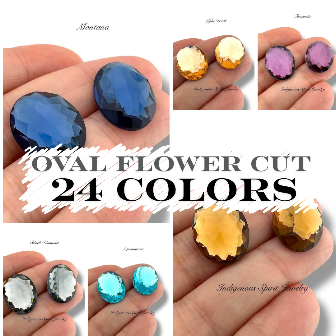 COLLECTION - Oval Flower Cut K9 Crystal Cabochons