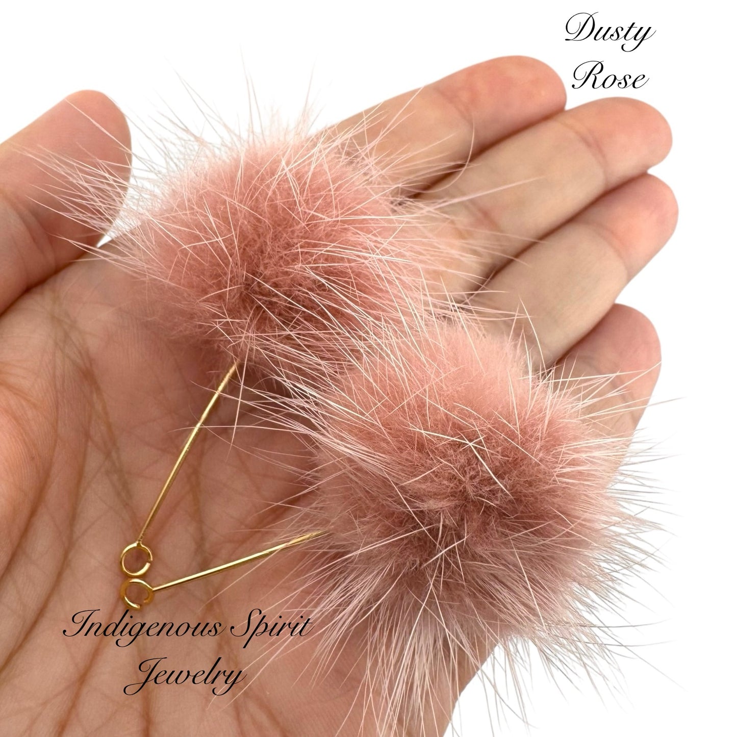 Mink Fur Balls on Long Eye Pins