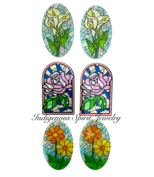Stained Glass Look Acrylic Cabochons