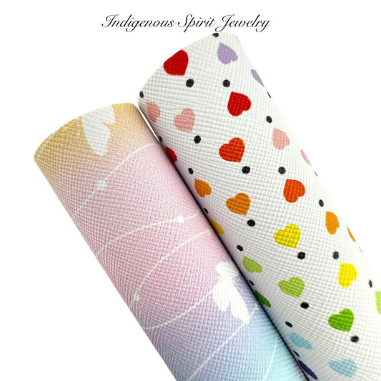 Pastel Butterflies/Hearts & Dots Faux Leather Collection