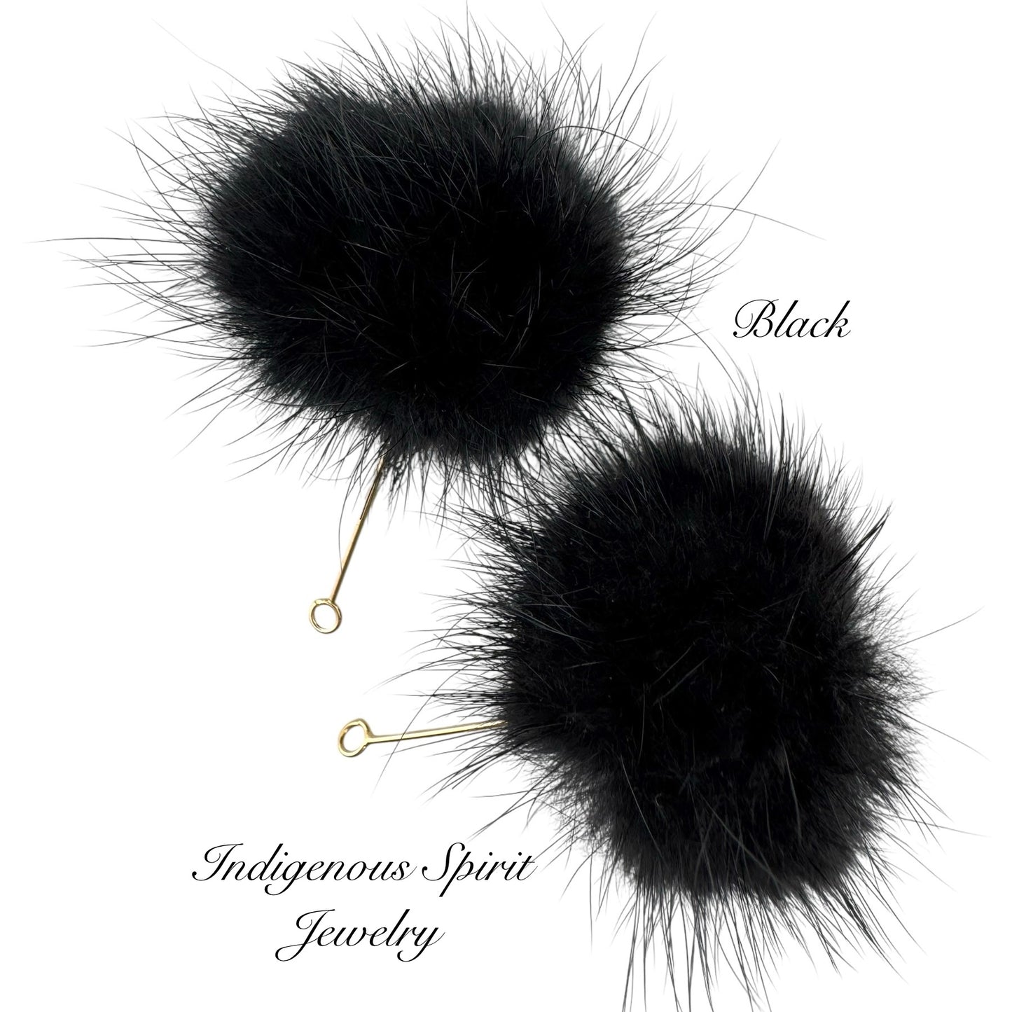 Mink Fur Balls on Long Eye Pins
