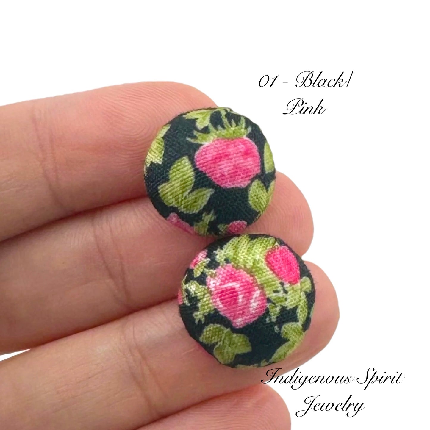15mm Rose Fabric Covered Cabochons