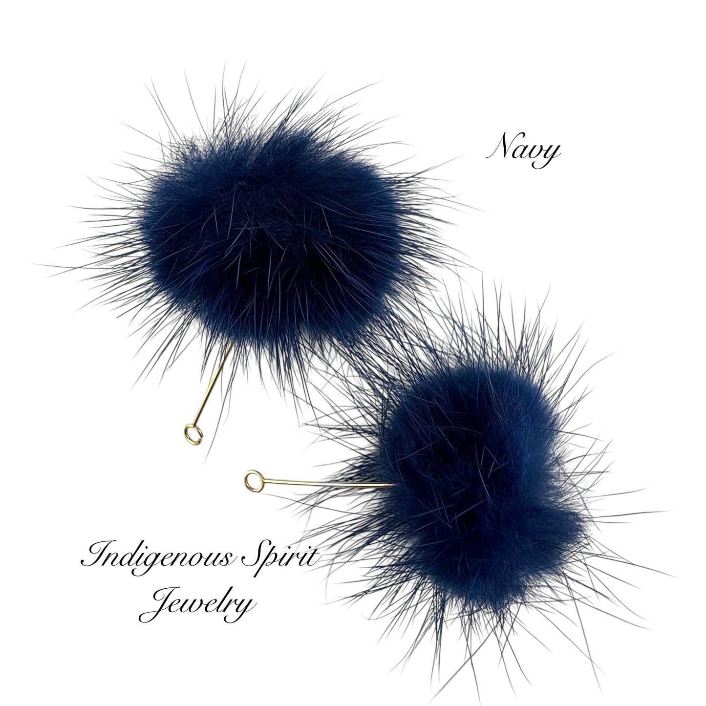 Mink Fur Balls on Long Eye Pins