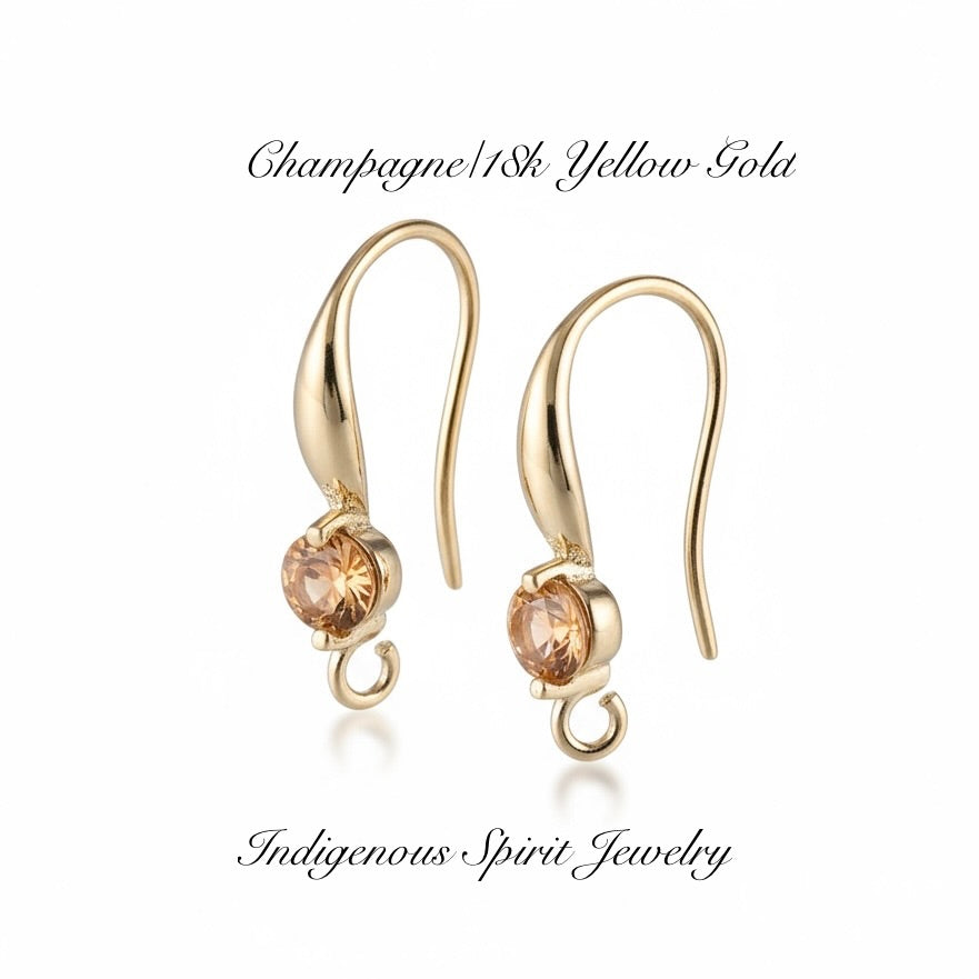 18k Gold Plated Hooks with Zircon Stones