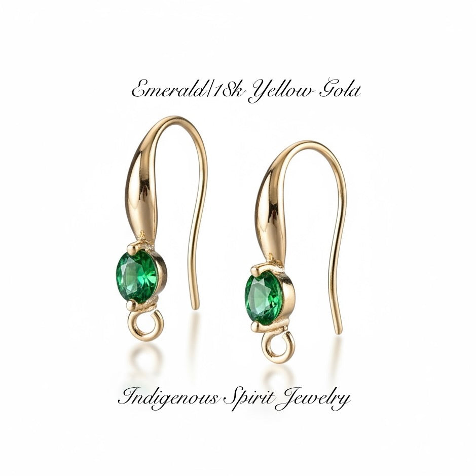 18k Gold Plated Hooks with Zircon Stones