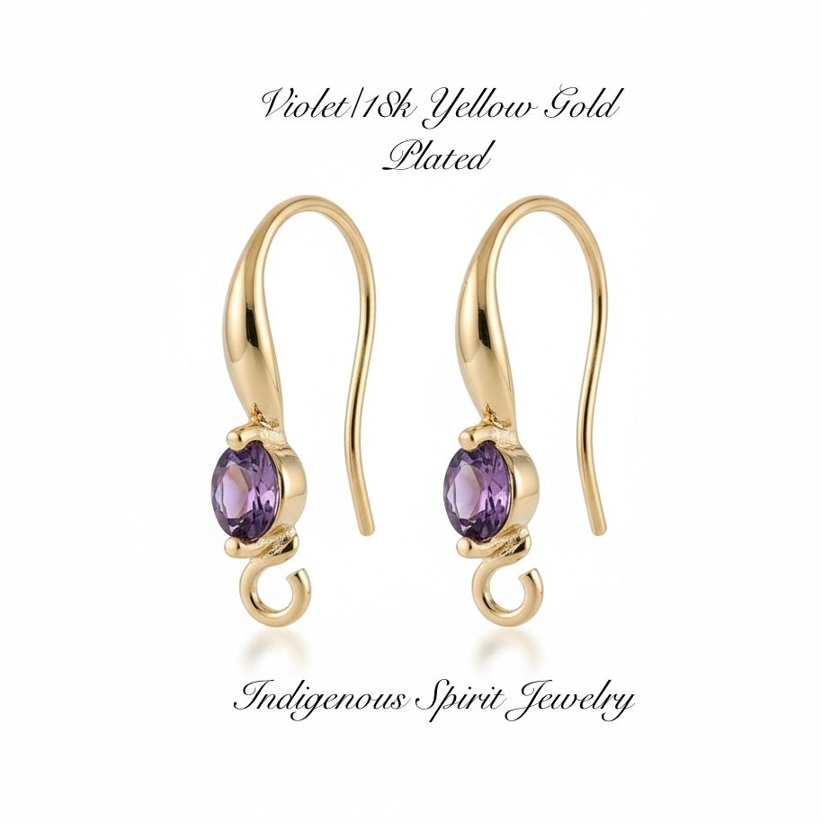 18k Gold Plated Hooks with Zircon Stones