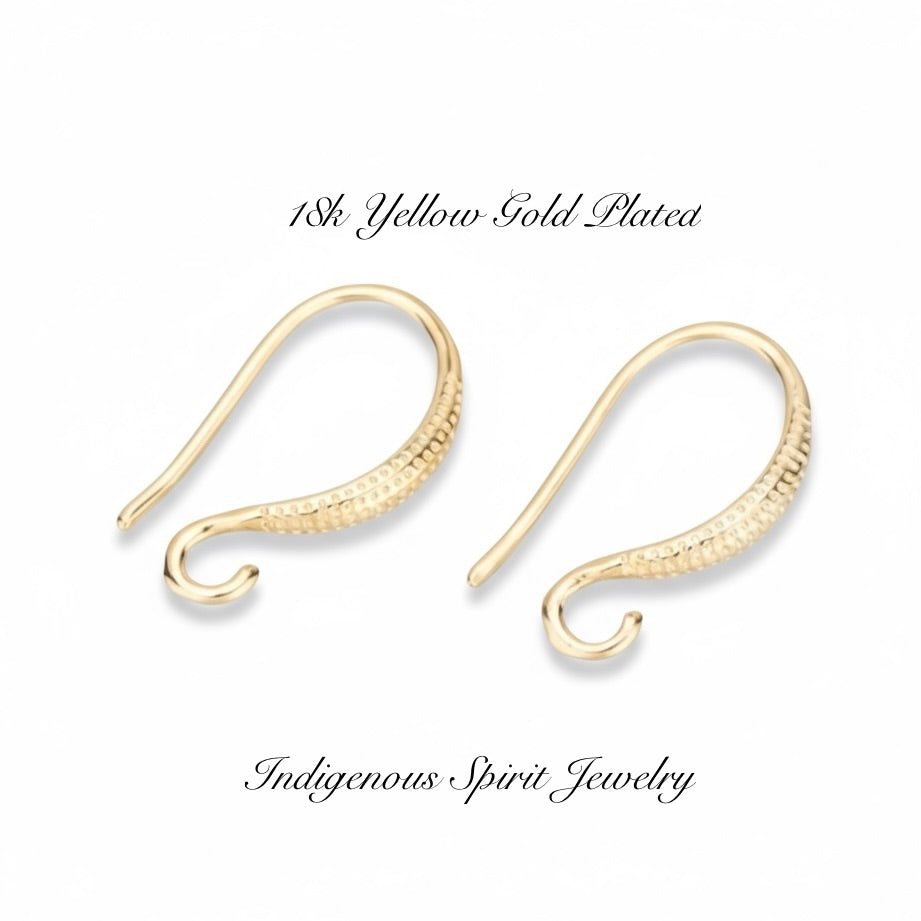Fancy Hooks with Indent Designs - 18k Gold Plated Findings