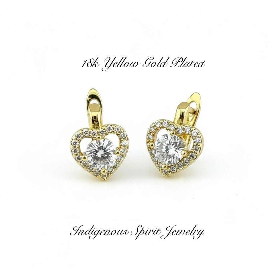 Heart Shaped 18k Gold Plated, Cubic Zircon Findings