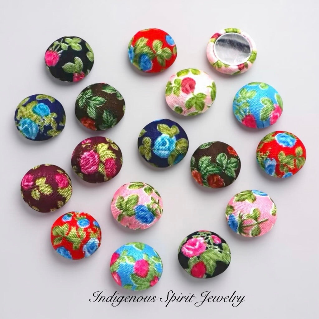 15mm Rose Fabric Covered Cabochons