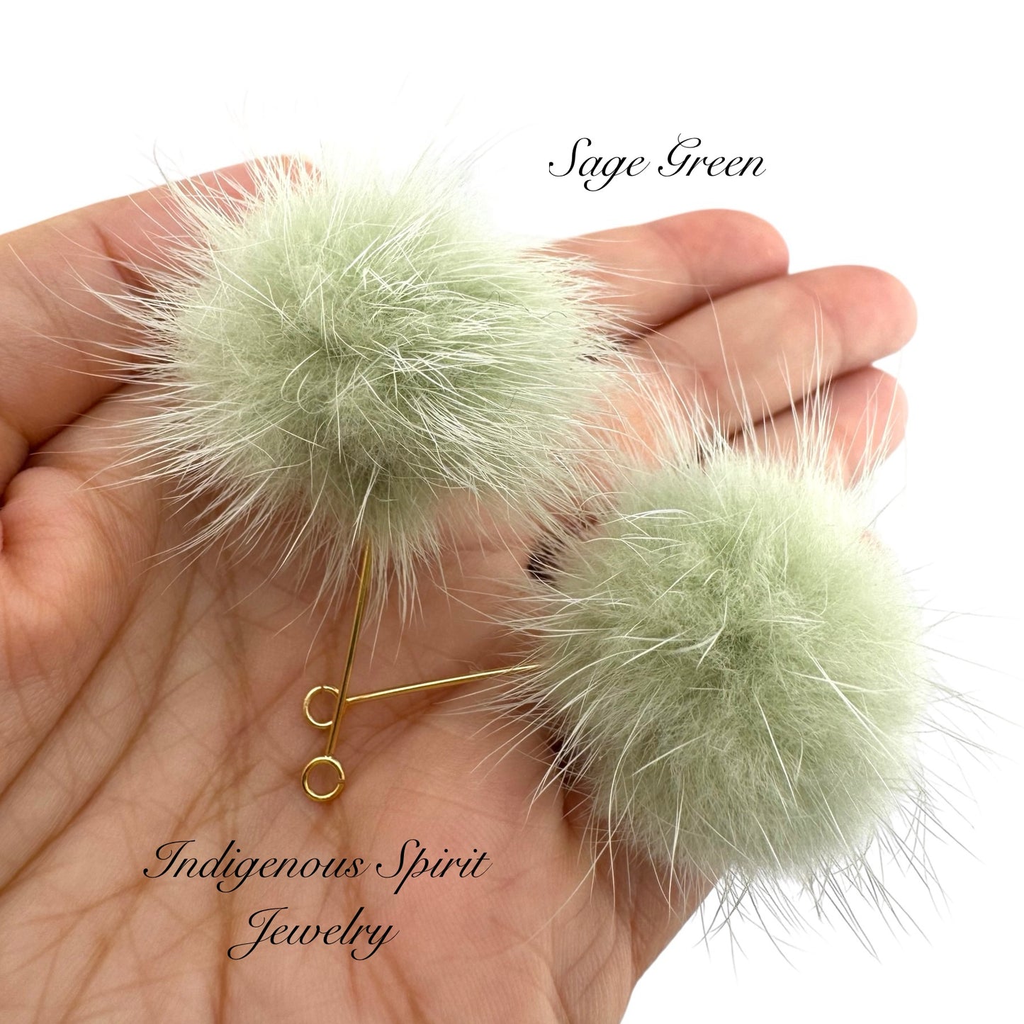 Mink Fur Balls on Long Eye Pins