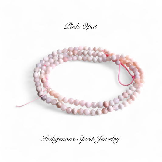3mm Pink Opal Faceted Gemstone Beads