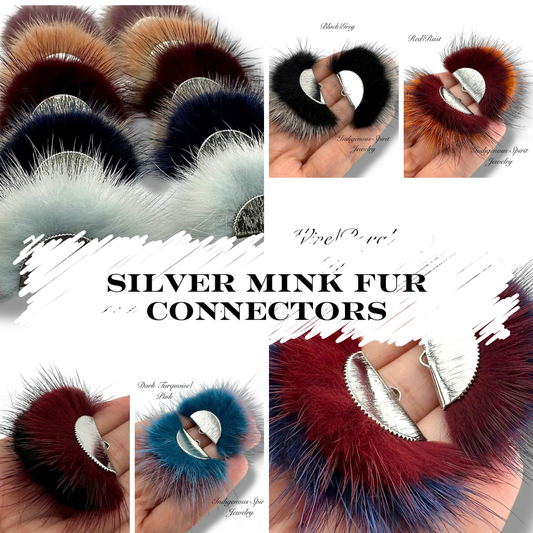 Silver Plated Mink Fur Connector Pieces - 17 Colours!