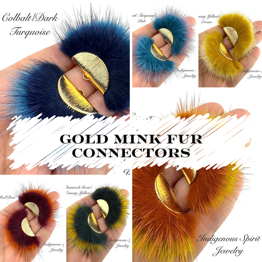 Gold Plated Mink Fur Connector Pieces - 17 Colours!